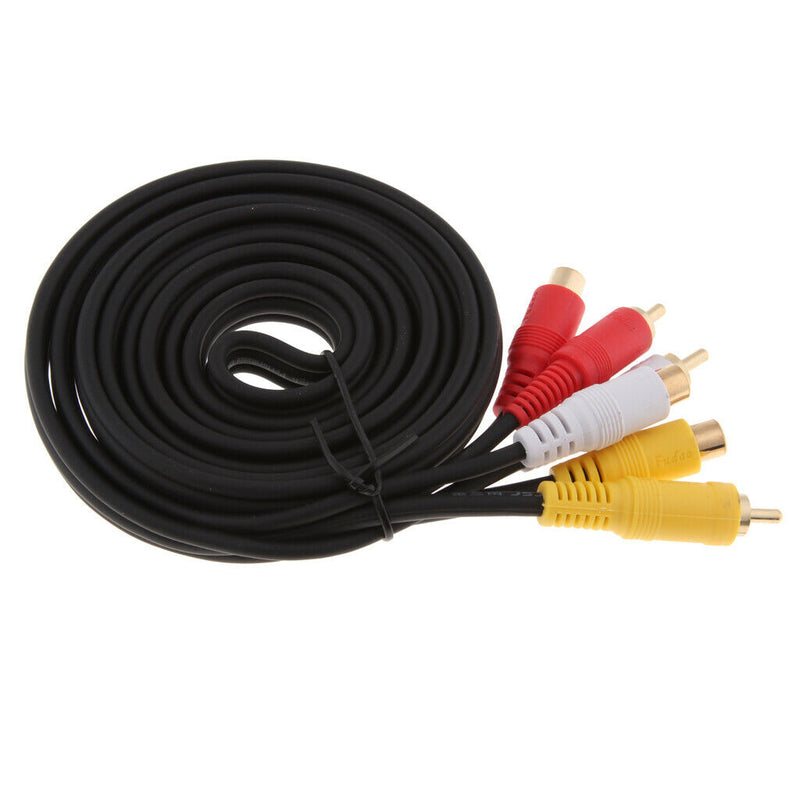 3 RCA Male To 3 RCA Female Audio Video Extension Cable For VCR, DVD Player