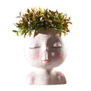 Girl Face Head Statue Planter Garden Plant Pot Cactus Flowerpot Desktop