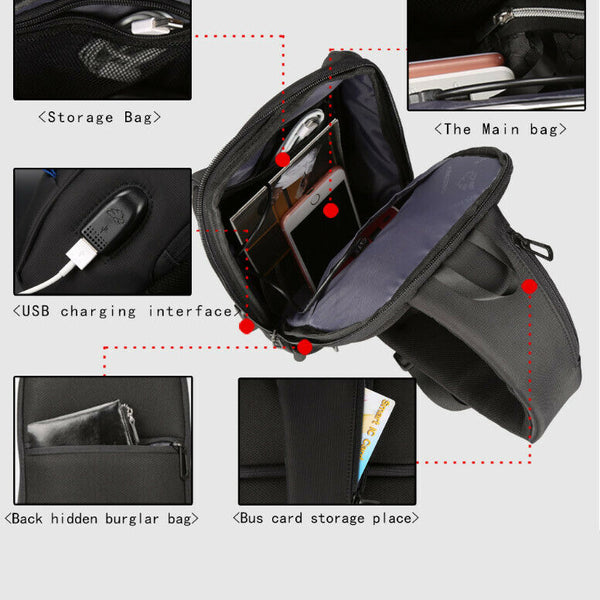 Kingsons Chest Bag Men's Crossbody Bag Small For Men For Single Shoulder St T8E6