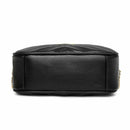 Women Simple Leather Crossbody Bag Chain Shoulder Messenger Handbag (Black) A