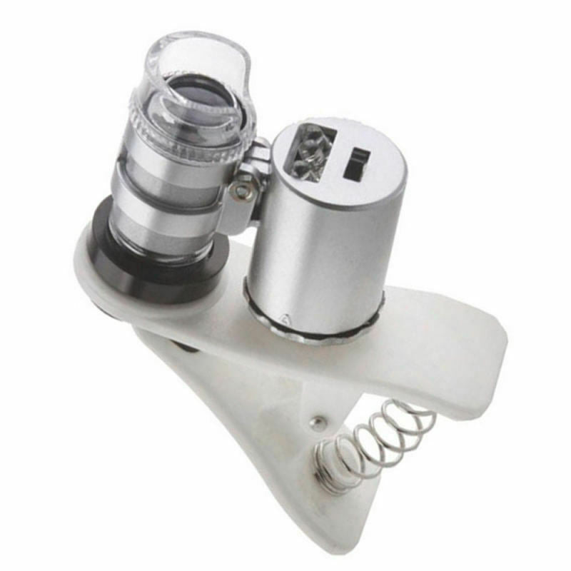 Universal 60X Zoom Cell Phone Loupe Microscope Lens LED Magnifier Micro Camera