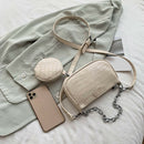 Alligator Leather Handbag Purse Women Sling Crossbody Shoulder Bag (Beige)