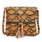 Fashion Serpentine Messenger Bag Women PU Leather Shoulder Handbag (Yellow) A