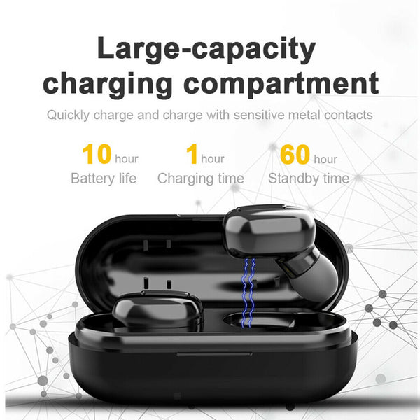 L13 Bluetooth Wireless Earbud w/Charging Case Waterproof TWS Headphone Black