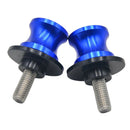 2Pcs Blue M8 8mm Swingarm Swing Arm Sliders Stand Bobbins Screws Universal