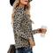 Autumn Women Leopard Print T-Shirt Casual Loose Round Neck Top (Coffee M) A#S