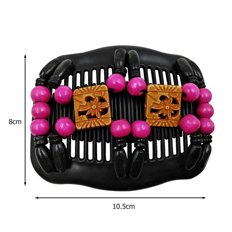 Retro Women Bead Magic Hair Comb DIY Hairstyle Making Double Slide Bun Clip A