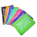 1 Pc Zippered Binder Pencil Bag Pouch with Ring Rivet 3 Holes School Office