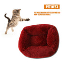 Pet Nest Soft Plush Kennel Dog Bed Warm House Puppy Cushion (Wine Red XS) A