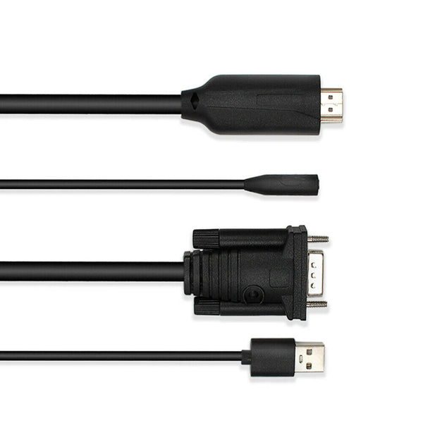 6ft HDMI to VGA Adapter w/Audio Male to Male Cable for PC Monitor Projector A#S