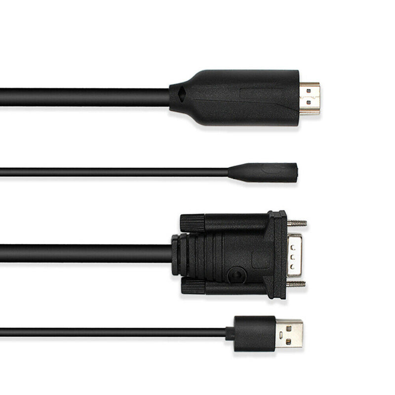 6ft HDMI to VGA Adapter w/Audio Male to Male Cable for PC Monitor Projector A