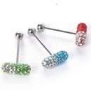 14G Surgical Steel Crystal Ball Barbell Bar Tongue Rings Piercing Body JewelryOZ