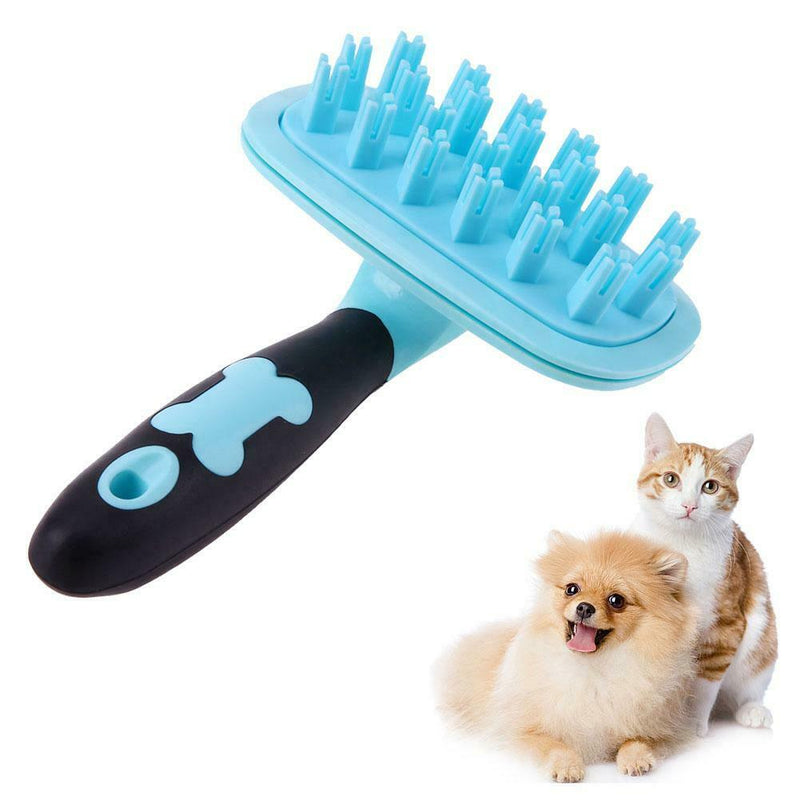 Pet Dog Cat Silicone Massage Comb Hair Removal Grooming Cleaning Brush Pink A
