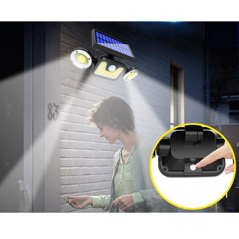 Solar Lights Outdoor LED Solar Motion Sensor Lights 3Head IP65 Waterproof