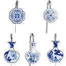 1pc Chinese Folk Style Blue-and-White Porcelain Dragon Pattern Metal Bookma B8L2