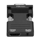 HDMI Female to VGA Male Adapter w/Audio Cable Support 1080P Output (Black)