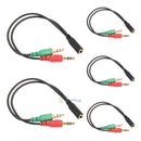 SN9F 5 x Stereo 3.5mm Jack 1 Female to 2 Male Headphone Mic Audio Splitter Cable