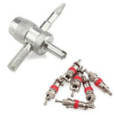 Universal Car Removal Tool Four-in-one Valve Tool + 6 Brass Valve CoresB Gw