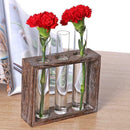 Test Tube Glass Vase Hydroponic Vase Wooden Frame Tabletop Vase Stand 3 Tube