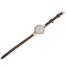 Women Ladies Thin Faux Leather Strap Wrist Watch Coffee