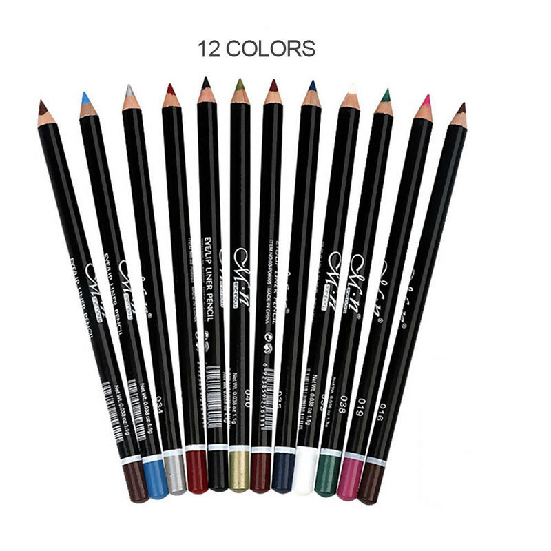 3in1 12 Colors Eyeliner Pencil Waterproof Eyebrow Pen Lip Stick Eyes Makeup