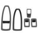 5Pcs Carbon Fiber Style Car Window Lift Panel Button Frame Cover Trim Set F