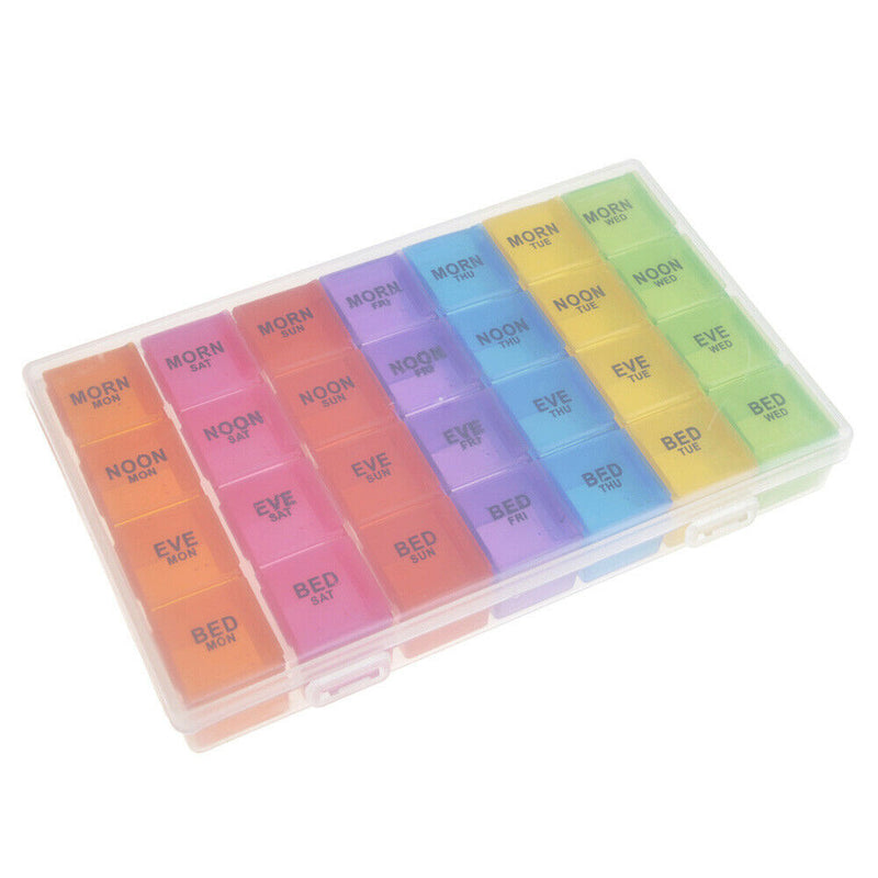 Monthly Pill Organizer Pills Holder For Travel 28 Day Compartments Transparent