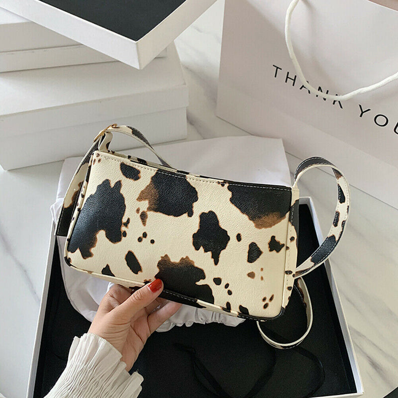 Women Cow Milk Crossbody Bag Leather Female Totes Shoulder Handbag (Yellow)
