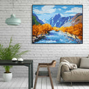 Painting By Numbers Kit DIY River Mountain Canvas Oil Art Picture Craft A