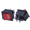 5 x Red Illuminated Light On/Off DPST Boat Rocker Switch 16A/250V 20A/125V