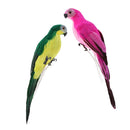 2Pieces Realistic Macaw Parrot Artificial Feather Bird Toys Rose Red & Green