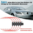 5pcs Waterproof Car Automobile Inline Mini In-Line Fuse Holders 12V 30 Amp