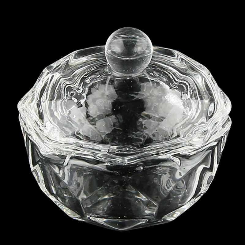 2x Glass Crystal Bowl Cup Dappen Dish Arcylic Nail Art Liquid Powder Container