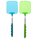 2PCS Extendable Fly Swatter with Long Metal Handle Green + Blue