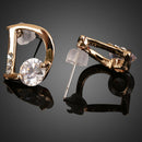 Pair of Zircon Inlaid Big D Letter Ear Pins Earbobs Eardrops Stud Earrings