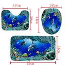4Pcs Home Bathroom Decor Set Cartoon Dolphin Pattern Toilet Seat Cover Bath