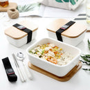 Microwavable Lunch Box Bamboo Ceramic Bento Box Thermal Insulation Food Con U5H9