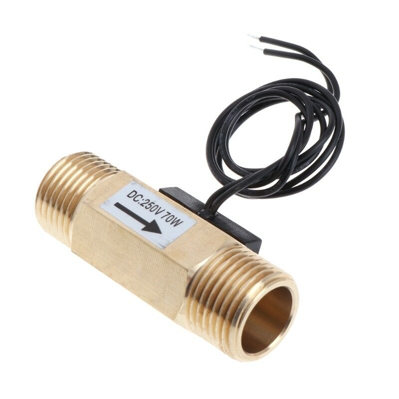 DC 250V G1/2" DN15 70W Water Flow Sensor Switch Meter Copper Liquid Flow Switch