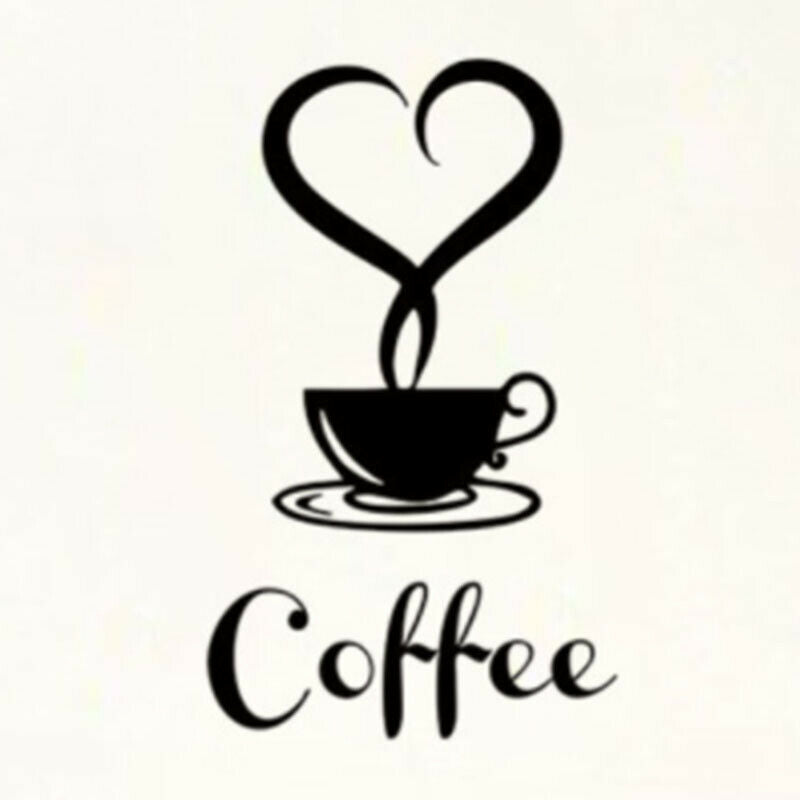 1 x Cafe Cup Stickers / Coffee cup Kitchen Art Wall Stickers for Home Decor