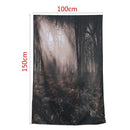 Gothic Decor Tapestry, Photo Of Dark Forest Scenery With Sunbeams And Fog V
