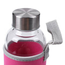 Glass Sport Water Bottle with Tea Filter Infuser Protective Bag 550ml Pink