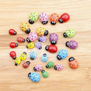 100x Mixed Ladybird Mini Self Adhesive Wooden Ladybugs Craft Card Wood Topper AA