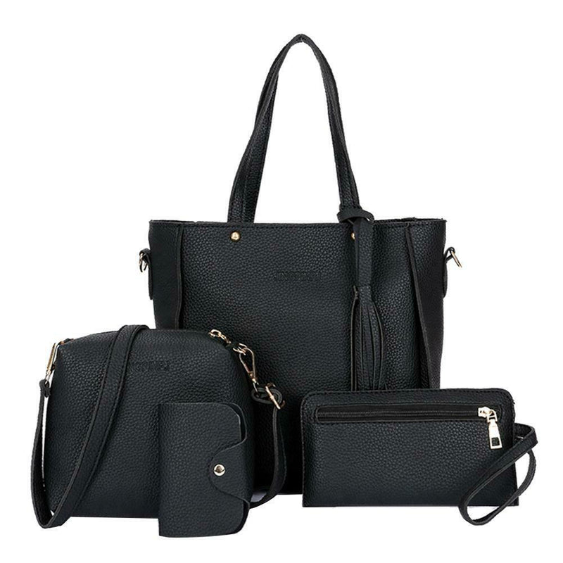 4pcs Women Handbag Lady PU Leather Shoulder Bag Tote Purse Messenger Satche
