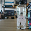 420Ml Cherry Gradient Color Glass Water Bottle with Protective Bag for Kids