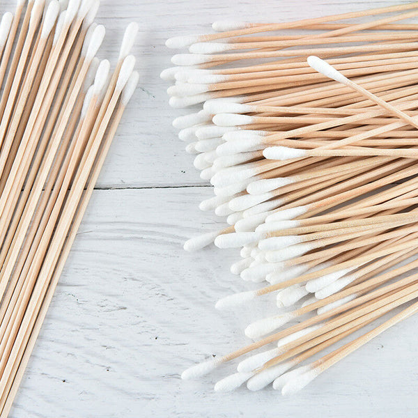 100X medical swabs 6'' long wood handle sturdy cotton applicator swab q-tip Ew