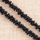 Women Black Beads Tassel Crystal  Sweater Statement Necklace Long Chain Charm