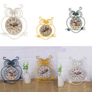 Non-Ticking Owl Wall Clock Decorative Tabletop for Home Office Study Blue