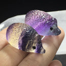 Rainbow Natural Fluorite Hedgehog Quartz Hand-Carved Crystal Reiki Healing Decor