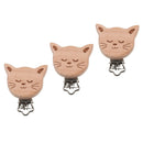3 Pack Baby Pacifier Chain Clip Pacifier Clip Wooden Clips 42x48mm kitty