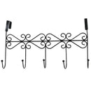 5 Hanger Black Towel Hat Coat Clothes Wall Hook Over Door Bathroom
